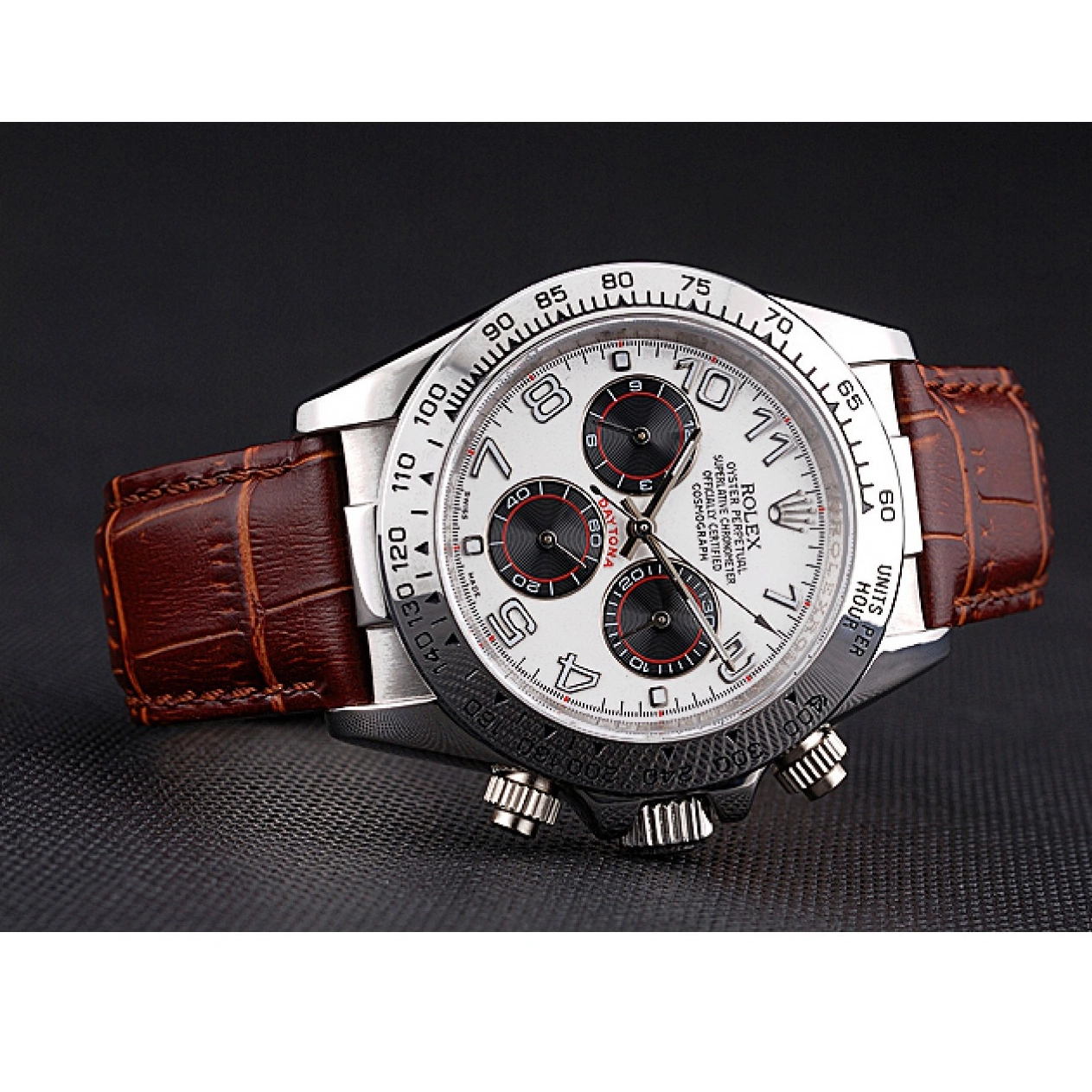Best AAA Replica Sites White Stainless Steel Brown Case Strap Dial Rolex Daytona Leather 0530